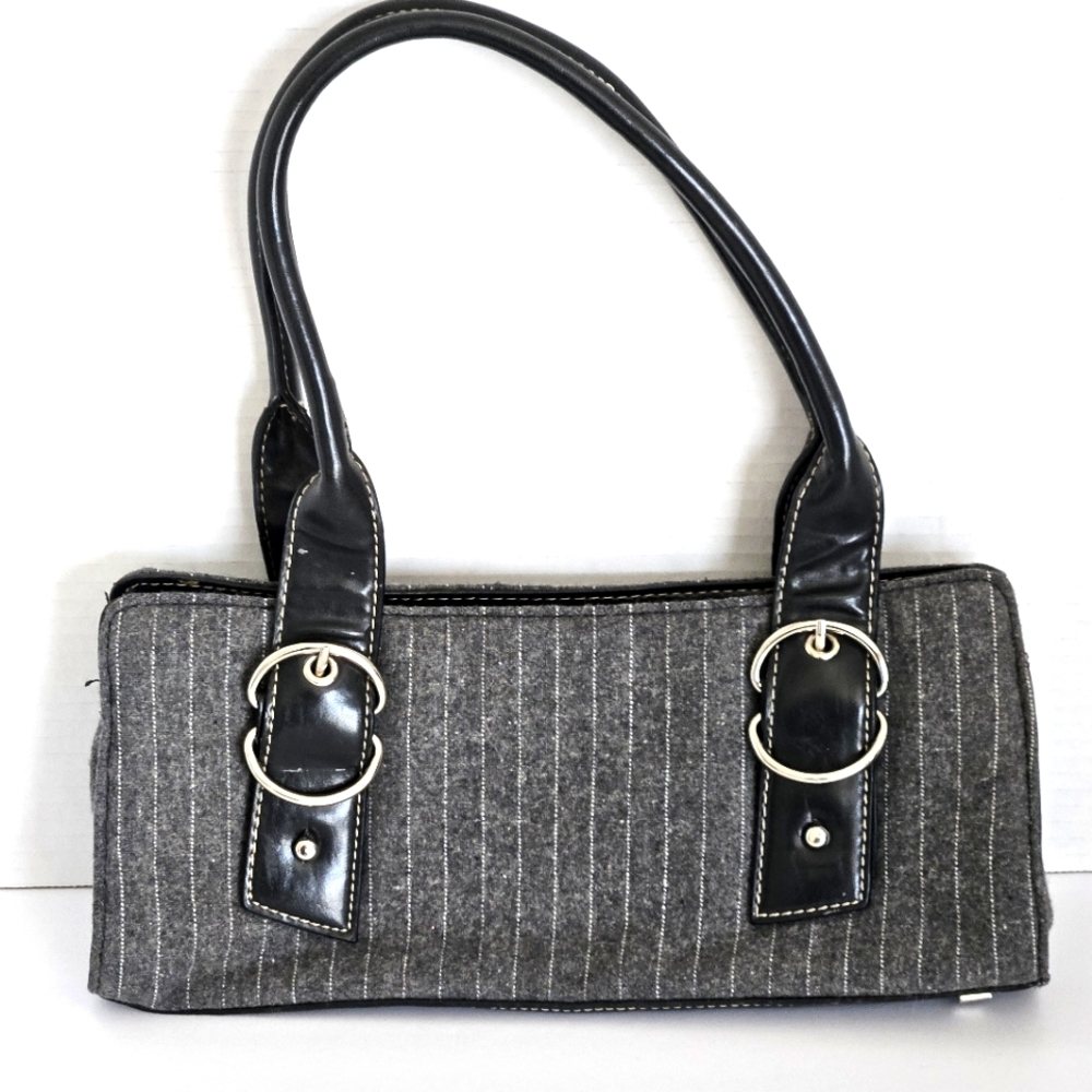 Vintage Y2K Apt.9 Gray w/white stripes small handbag/shoulder bag